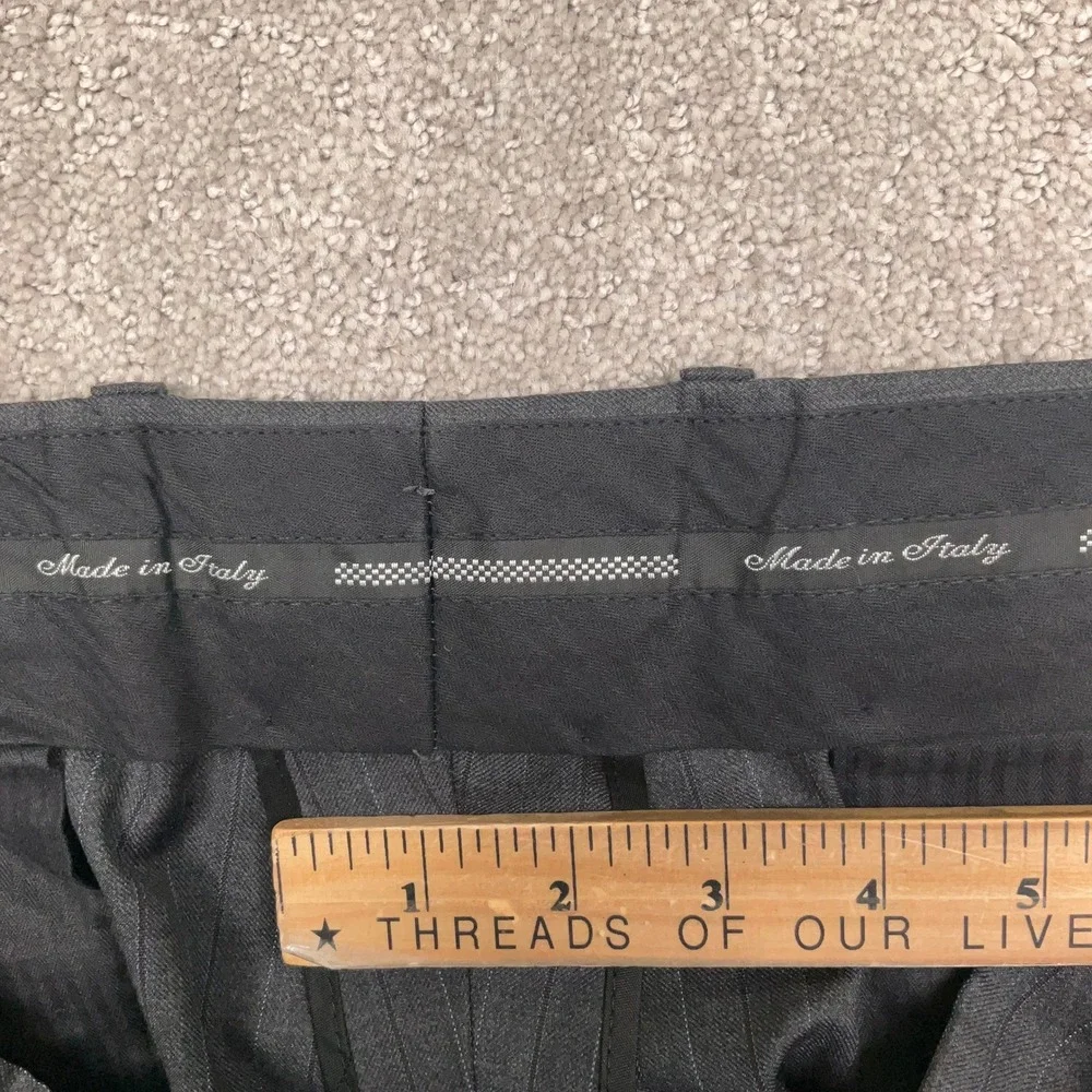Piattelli‎ Barneys Mens Suit 54L Charcoal Purple Pinstripe Reda Italy
